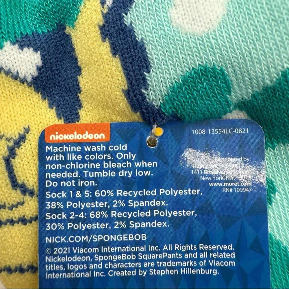 SpongeBob SquarePants Womens No Show Socks Nickelodeon Green Yellow Y2K Fun Gift